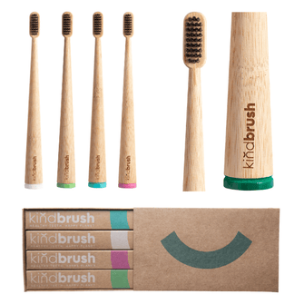 Kindbrush 4 Adult Bamboo Toothbrushes