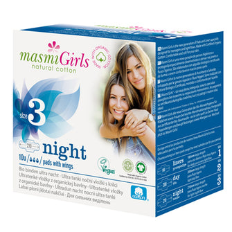 Masmi Organic Cotton Masmi Girls 3 Night Pads